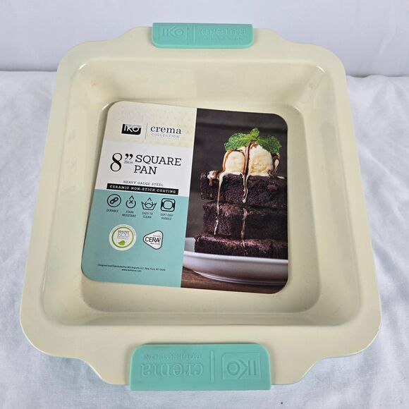 Iko Crema Collection Ceramic Non-Stick Coated 8x8 Baking Pan Heavy Gauge Steel - Picture 1 of 6